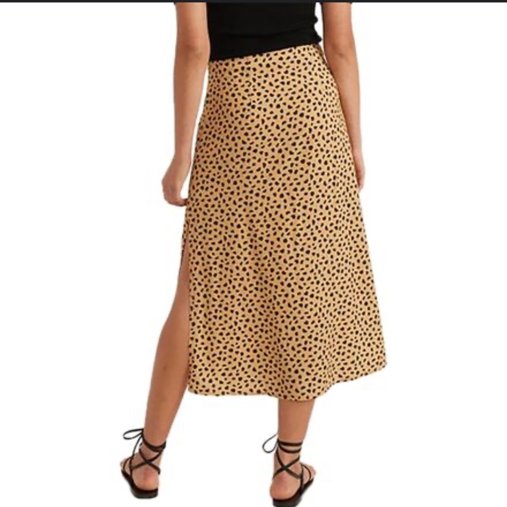Polka Dot Midi Skirt - Tan and Black